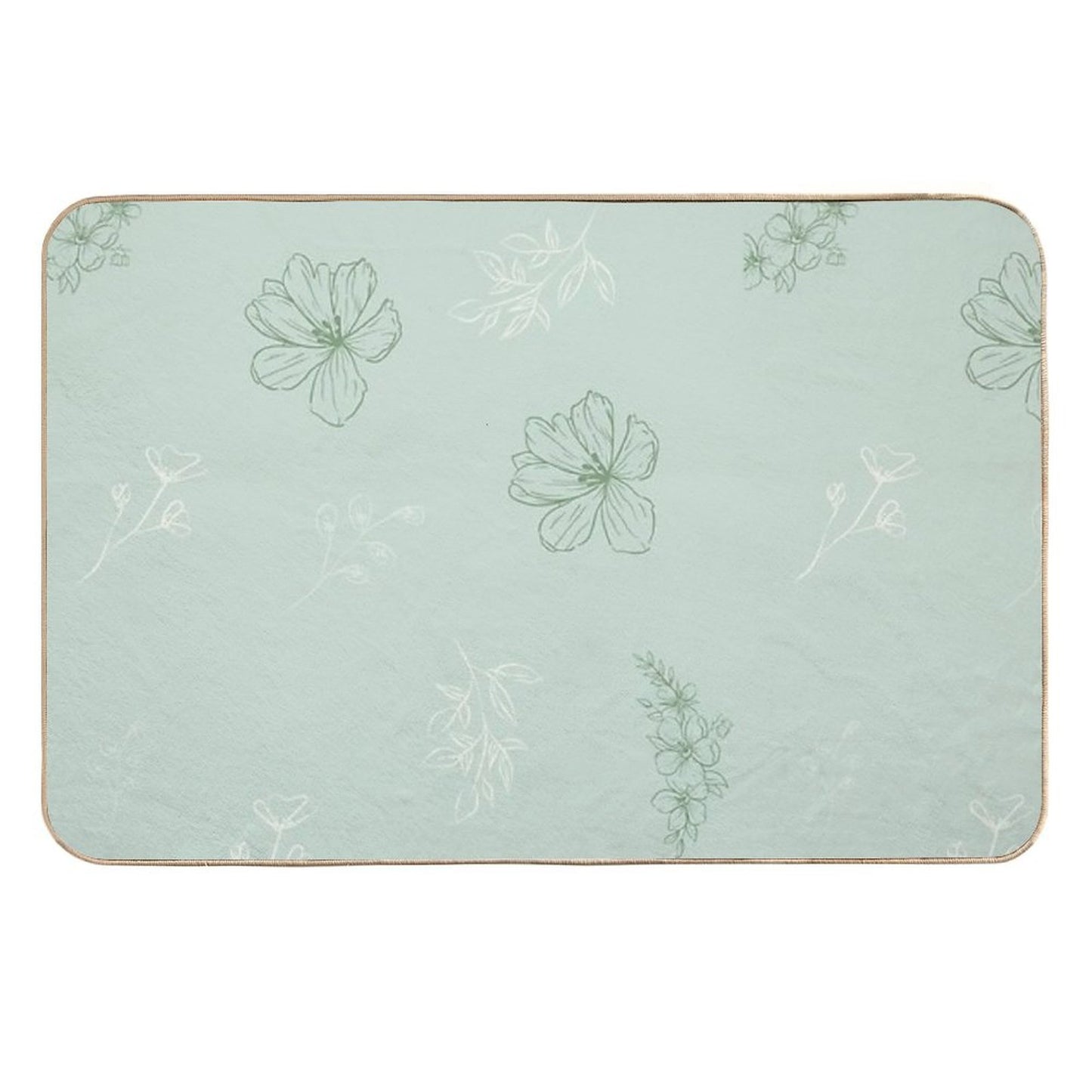 Green Flower Pattern  Fade-Resistant Bath Mat