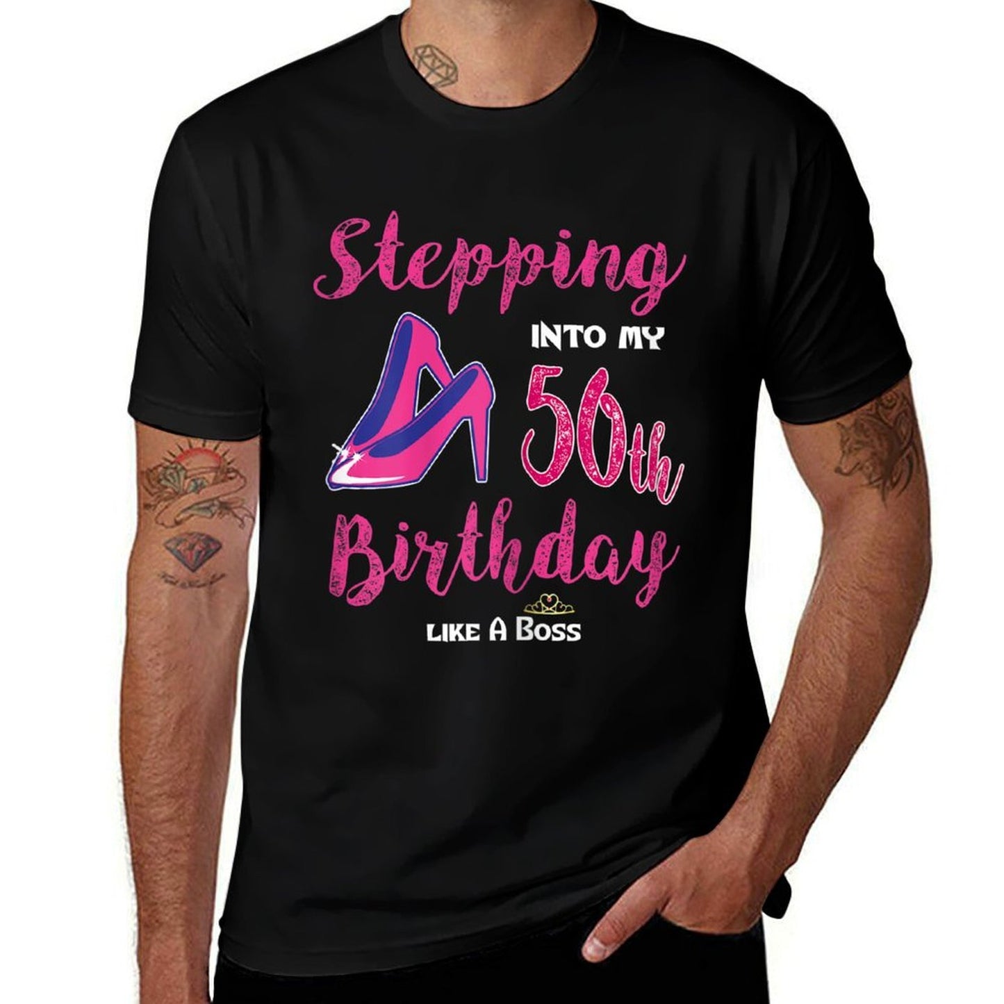 Womens Stepping Into My 50th Birthday Like A Boss  Stretchy T-Shirt