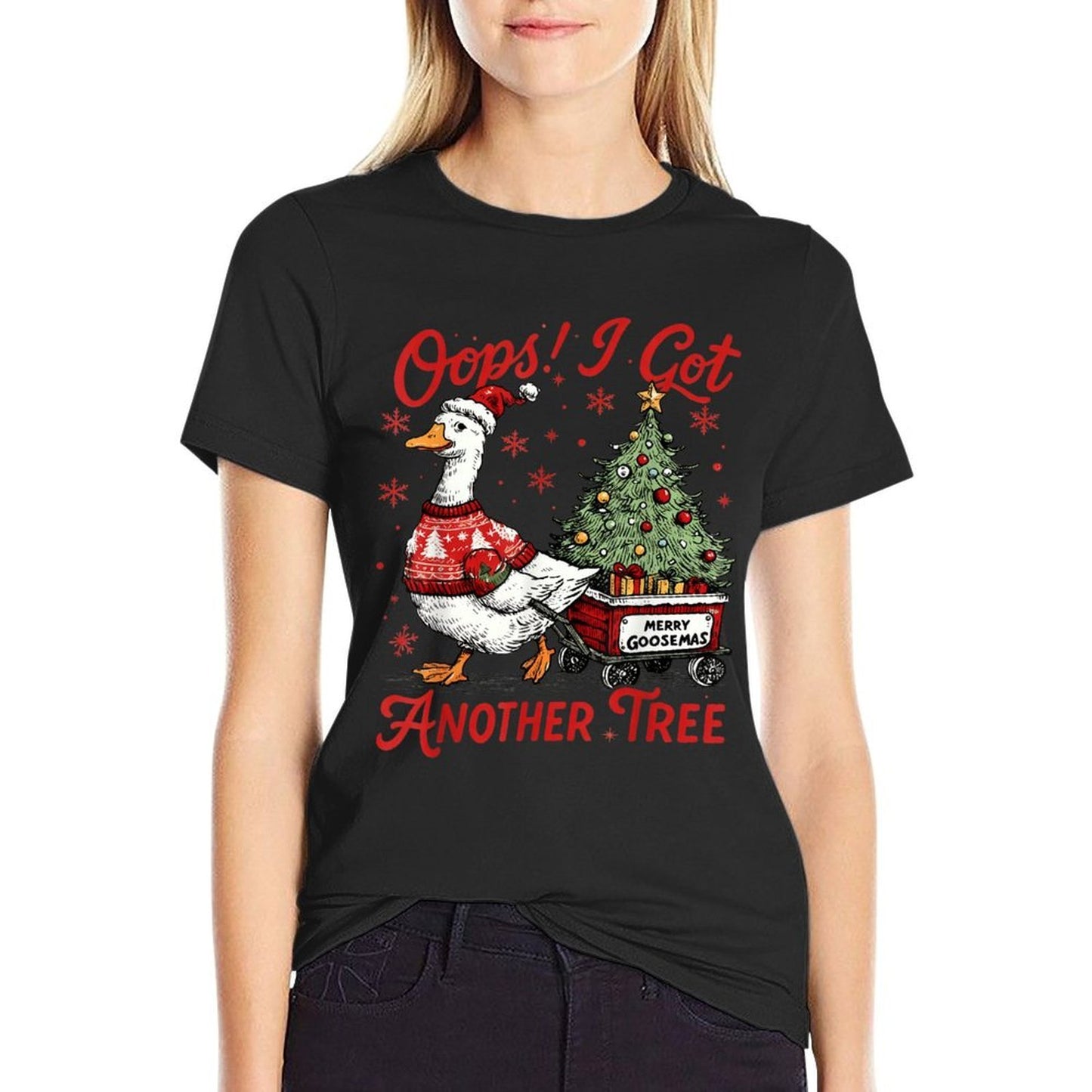 Retro Oops I Got Another Tree Funny Christmas Goose  Vintage-inspired T-Shirt