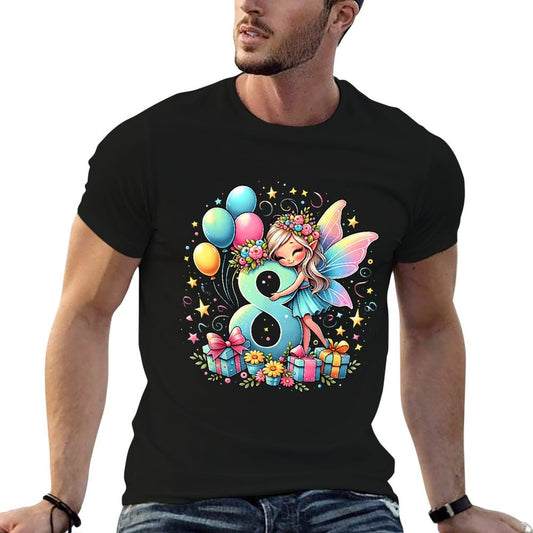 Kids Fairy Theme Eighth Bday Party 8th Fairy Birthday  High-quality Stitching T-Shirt