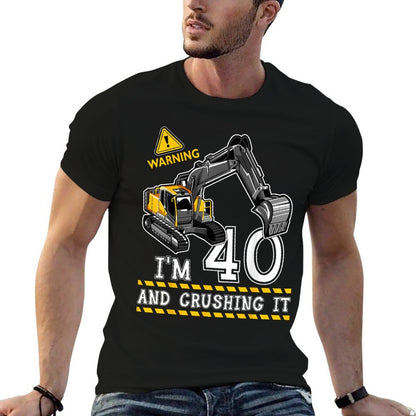 I'm 40th Birthday Construction Truck Theme 40 Year Old  Trendy Pattern T-Shirt
