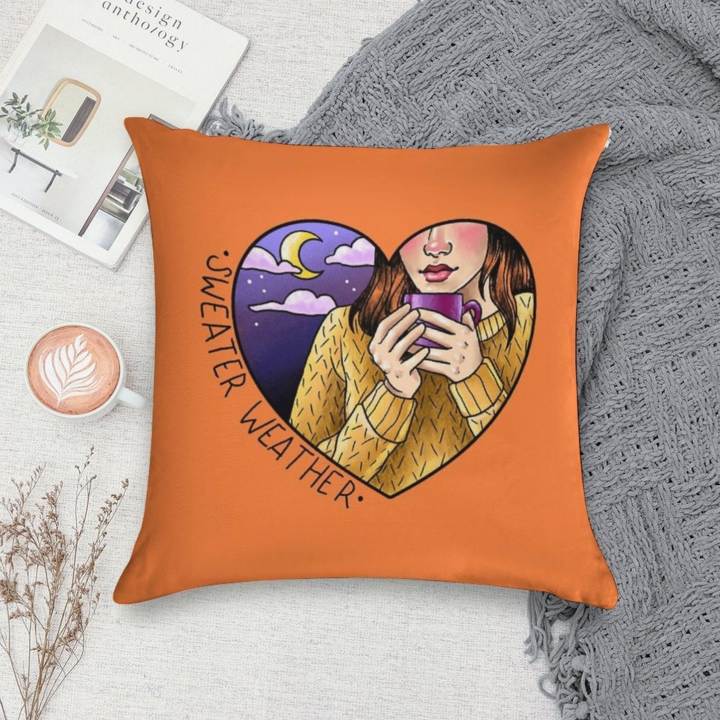 Sweater Weather Soft Easy Maintenance Throw Pillow