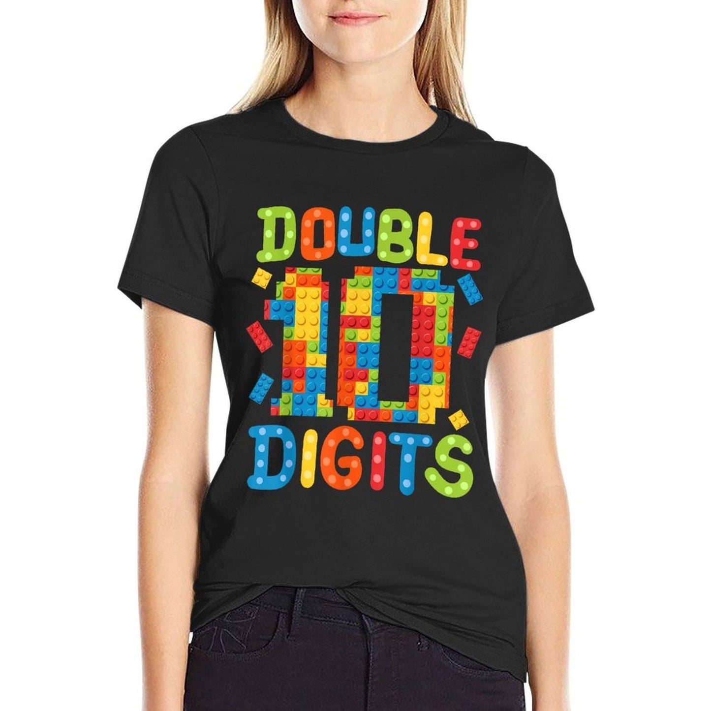 10th Birthday Double Digits Building Blocks 10 Years Old Kid  Stretchy T-Shirt