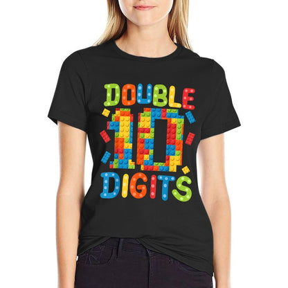 10th Birthday Double Digits Building Blocks 10 Years Old Kid  Stretchy T-Shirt