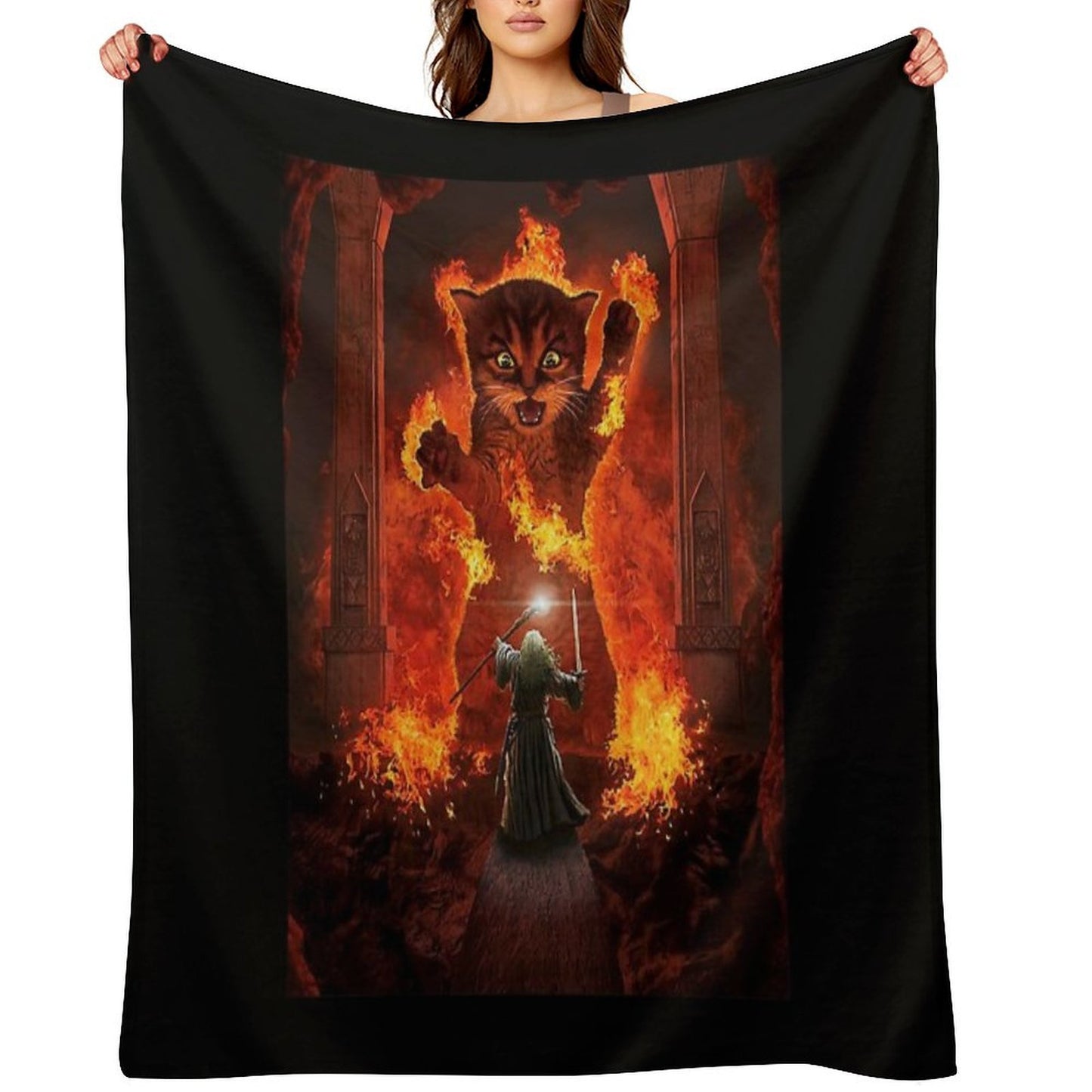Balrog Cat Shirt TShir Eco-conscious Throw Blanket