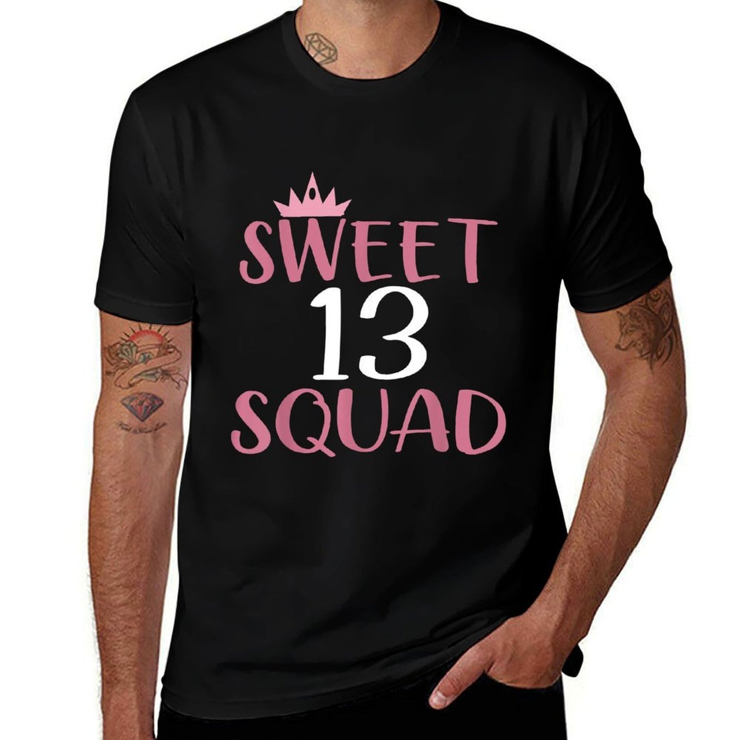 Sweet 13 Squad Thirteen Years Old Birthday  Trendy Pattern T-Shirt