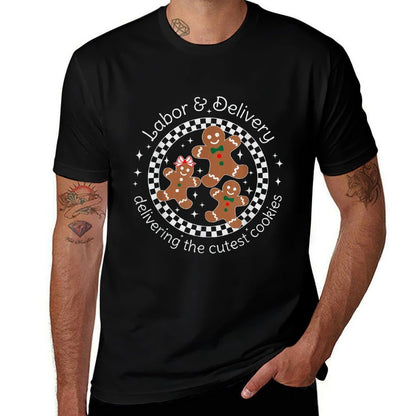 Labor And Delivery Nurse Christmas Gingerbread Man OB Doula  Trendy Pattern T-Shirt
