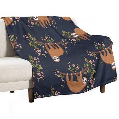 Sloth And Flower Anti-pilling Throw Blanket