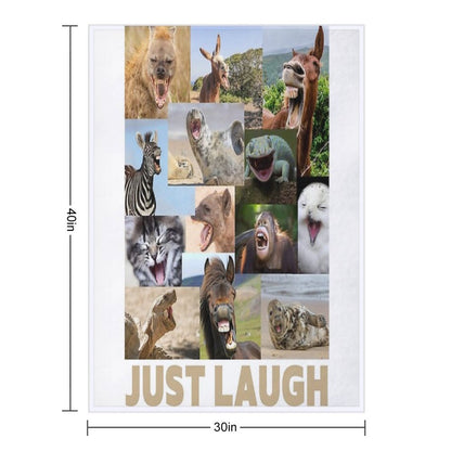 Just Laugh (animals) Wrinkle-free Throw Blanket