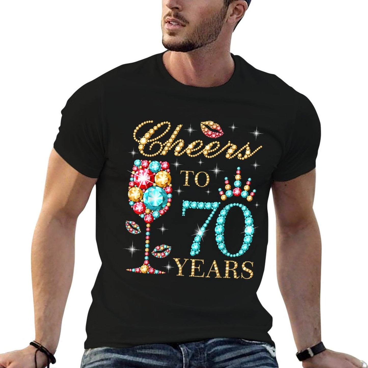 Cheers To 70 Years, 70 Years Old Women, 70 Birthday Cute  Slim-fit Cut T-Shirt