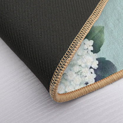 Summer Day, Watercolor White Flower Art, Korean Design  Fade-Resistant Bath Mat