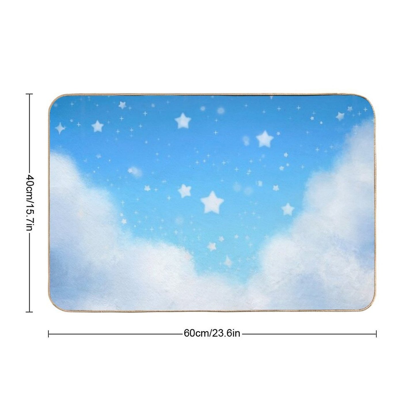 White Puffy Clouds W Starry Sky  Pet-Safe Bath Mat