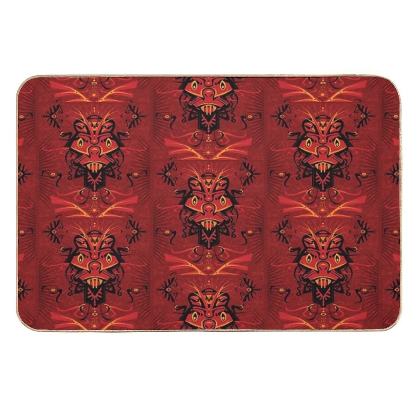 Red Samurai Shaman  Slip-Resistant Bath Mat