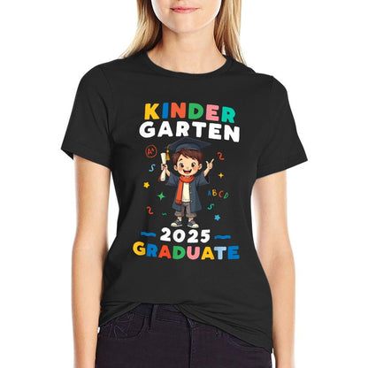 Kindergarten Graduation 2025 Boys Kids Graduate Teachers  Oversized Silhouette T-Shirt