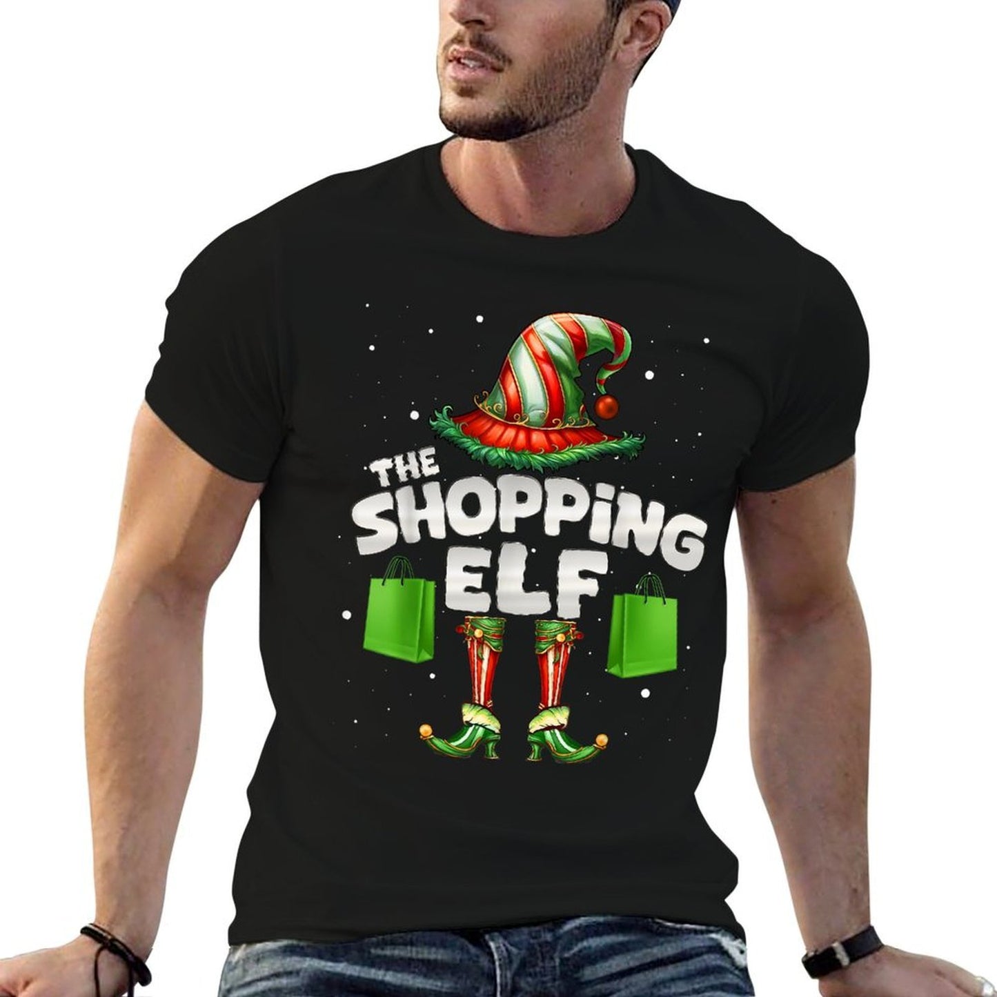 Im The Shopping Elf Family Matching Group Christmas  Heathered Texture T-Shirt
