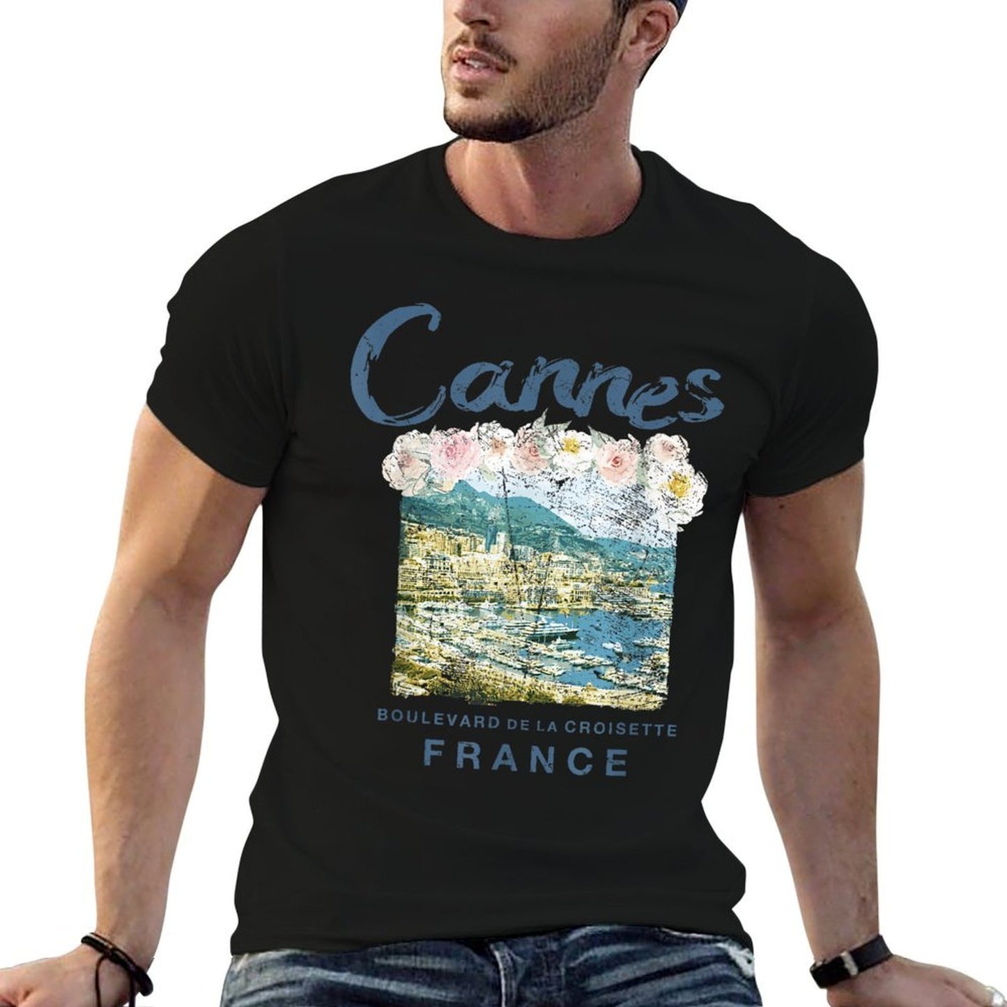 FRANCE Cannes French Riviera Vintage Travel T  Oversized Silhouette T-Shirt