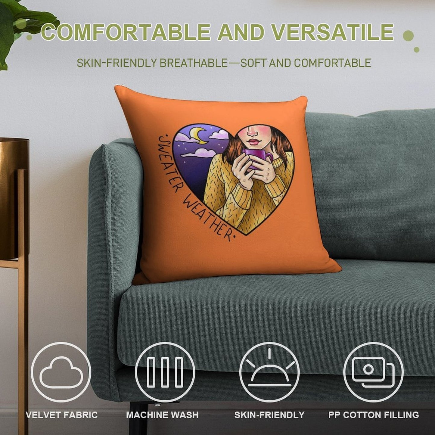 Sweater Weather Soft Easy Maintenance Throw Pillow