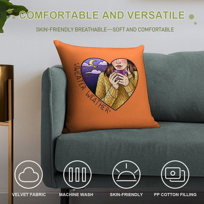 Sweater Weather Soft Easy Maintenance Throw Pillow