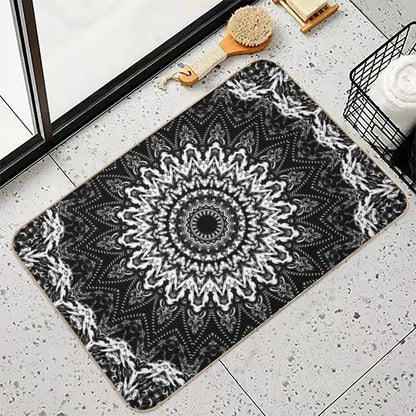 Black And White Security Mandala.  Eco-Friendly Bath Mat