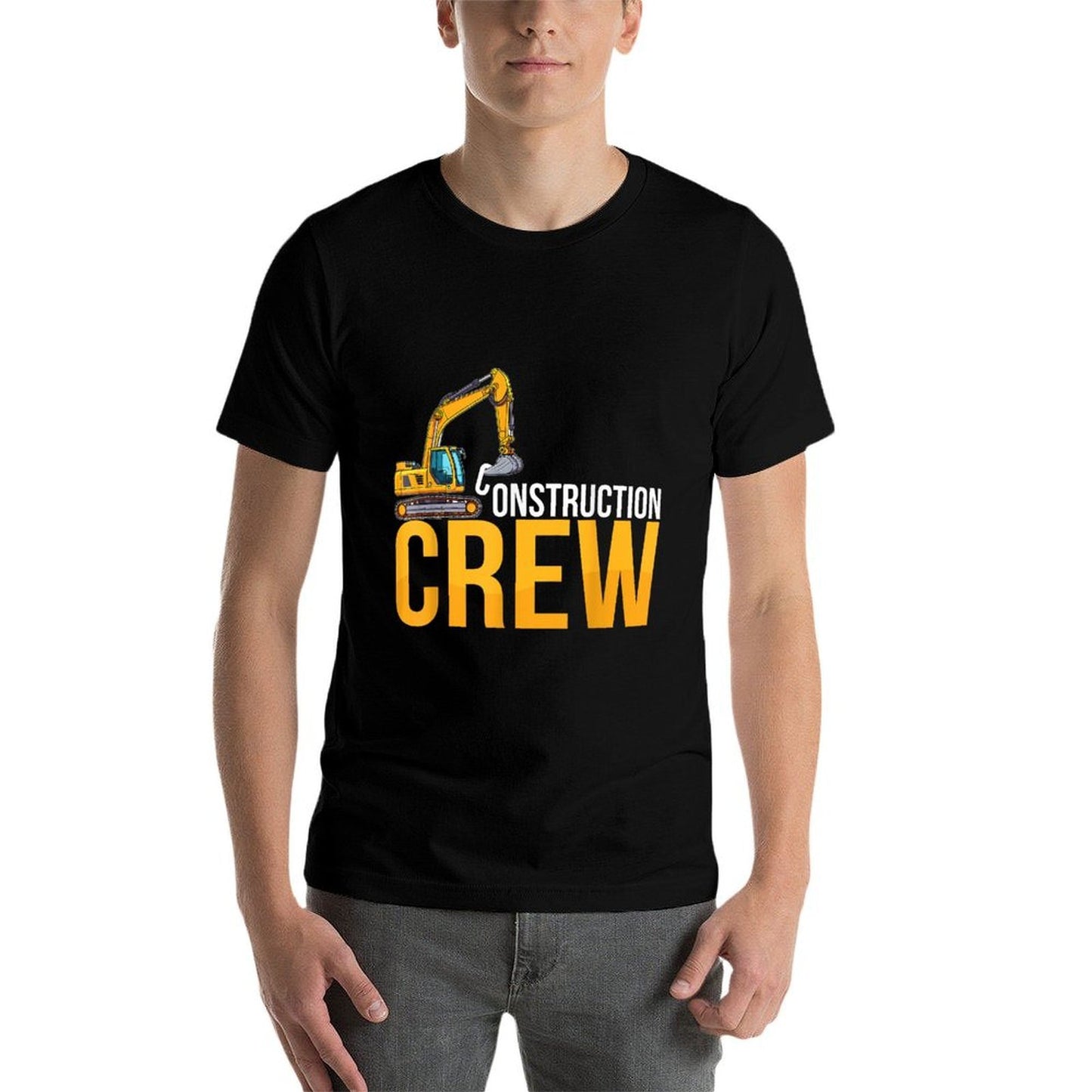 Mens Boys Construction Crew Construction Birthday Party  Rolled Sleeves T-Shirt
