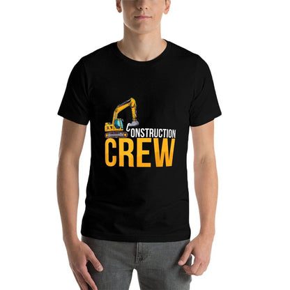 Mens Boys Construction Crew Construction Birthday Party  Rolled Sleeves T-Shirt
