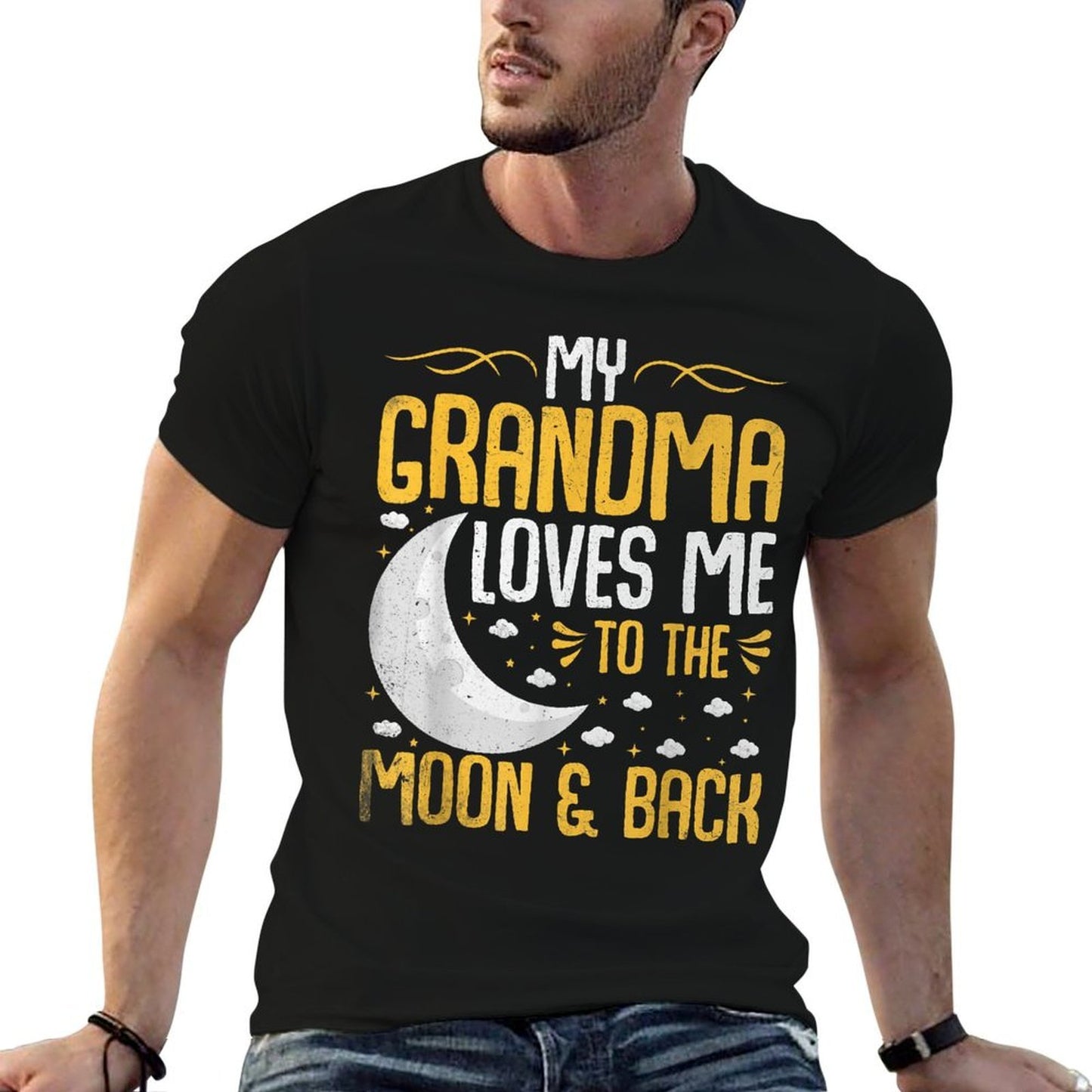 My Grandma Loves Me to The Moon & Back - Grandchild  Fade-proof Color T-Shirt