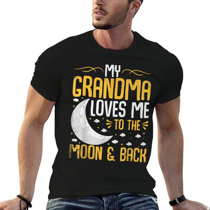 My Grandma Loves Me to The Moon & Back - Grandchild  Fade-proof Color T-Shirt