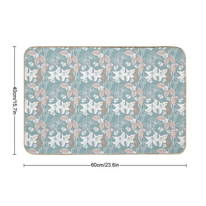 Gentle Floral Pine And Sienna.  Non-Slip Bath Mat