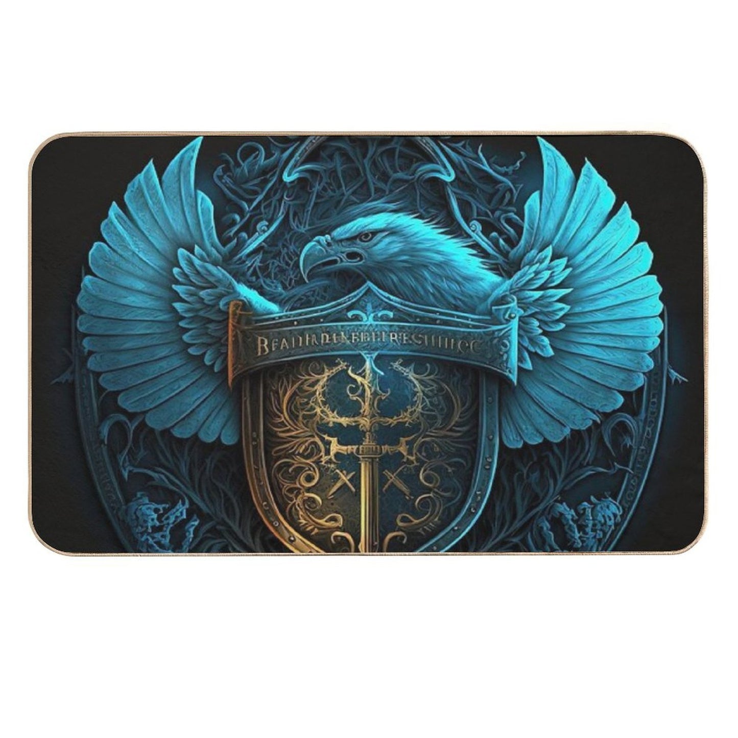 Blue Eagle with Sword & Shield  Non-Slip Bath Mat