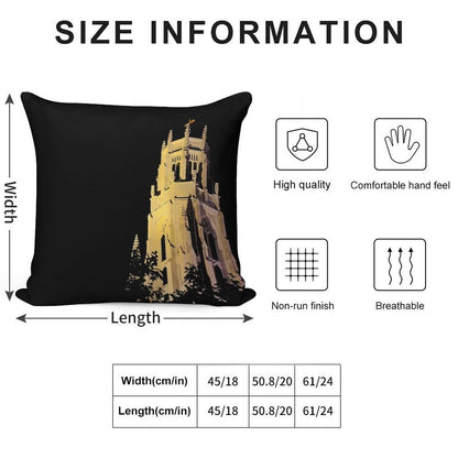 Night Time Glowing Church Soft Shrink-Resistant Throw Pillow