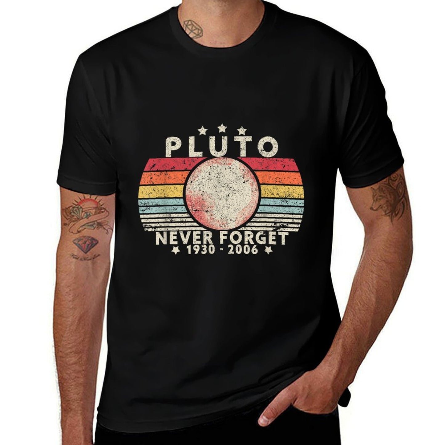 Never Forget Pluto. Retro Style Funny Space Science Soft T-Shirt