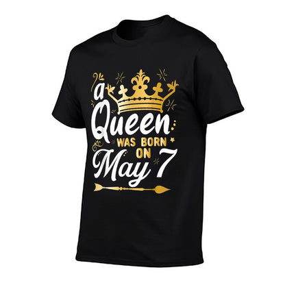 A Queen Was Born on May 7, Cute Girly May 7th Birthday  Rolled Sleeves T-Shirt