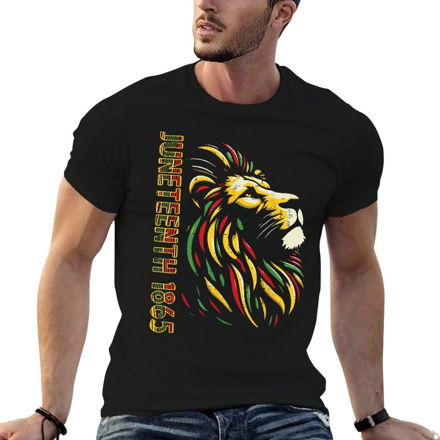 Juneteenth Lion Black African June 19th Men Women Kids  Slim-fit Cut T-Shirt