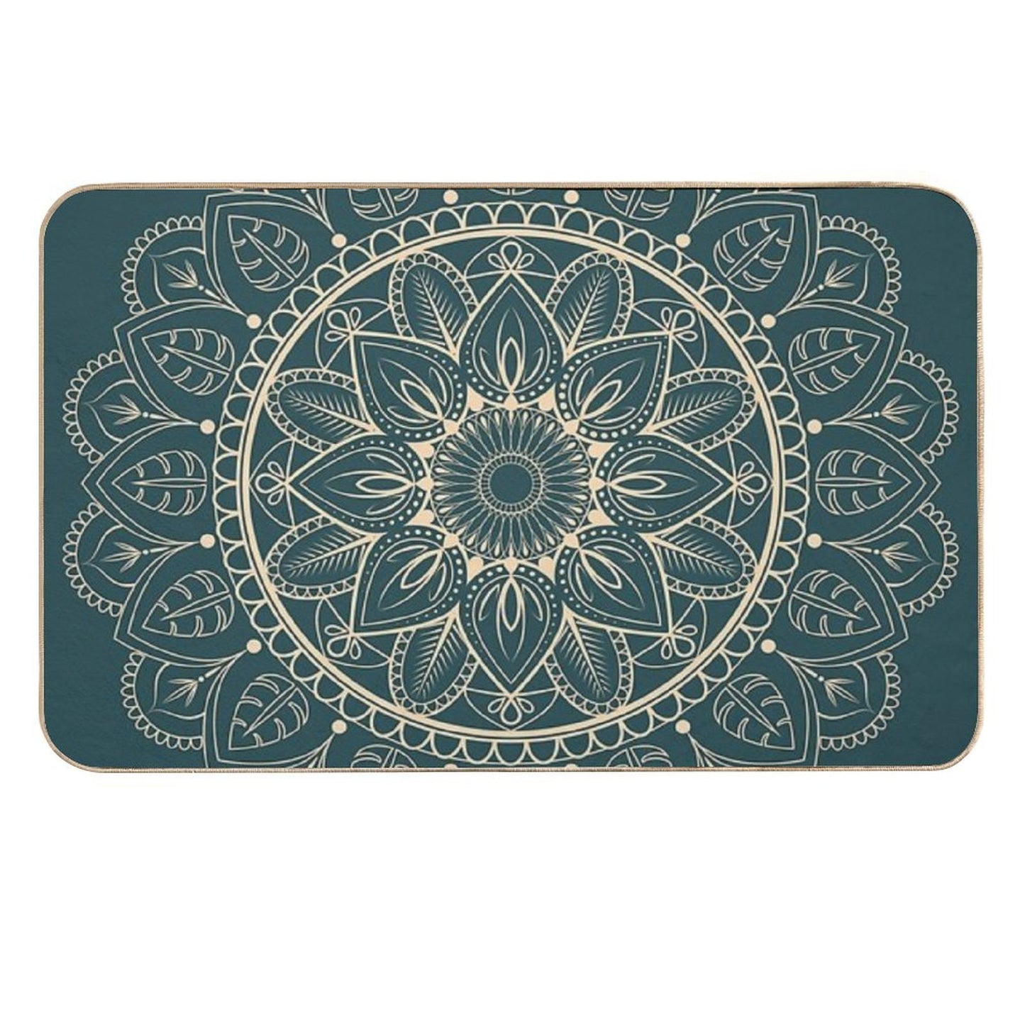 Petrol-Green And Yellow Mandala I  Dirt-Trapping Bath Mat