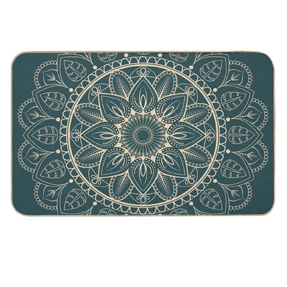 Petrol-Green And Yellow Mandala I  Dirt-Trapping Bath Mat
