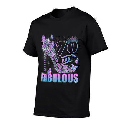 Butterflies High Heels 70 & Fabulous 70th Birthday  Trendy Pattern T-Shirt