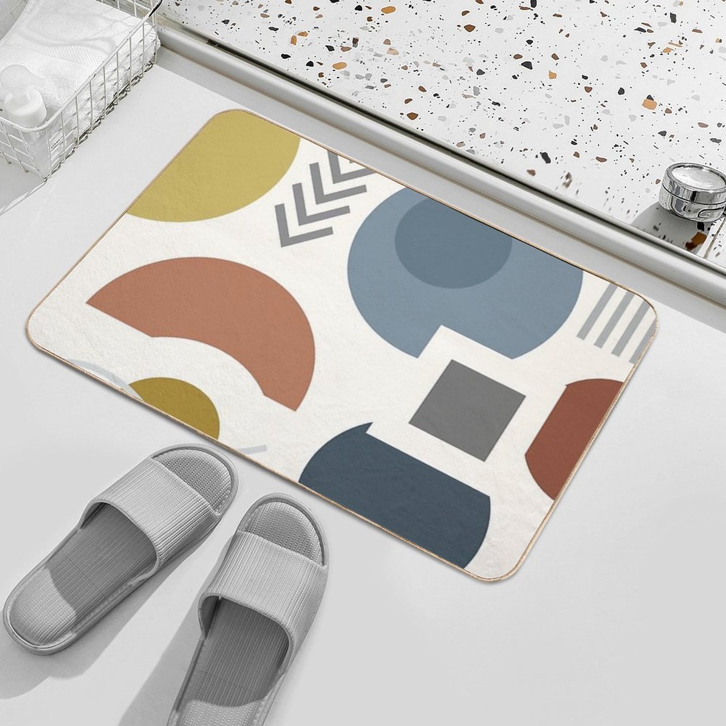 Mid Century Modern Geometric #redbubble #stickers #posters #artprint  Eco-Friendly Bath Mat