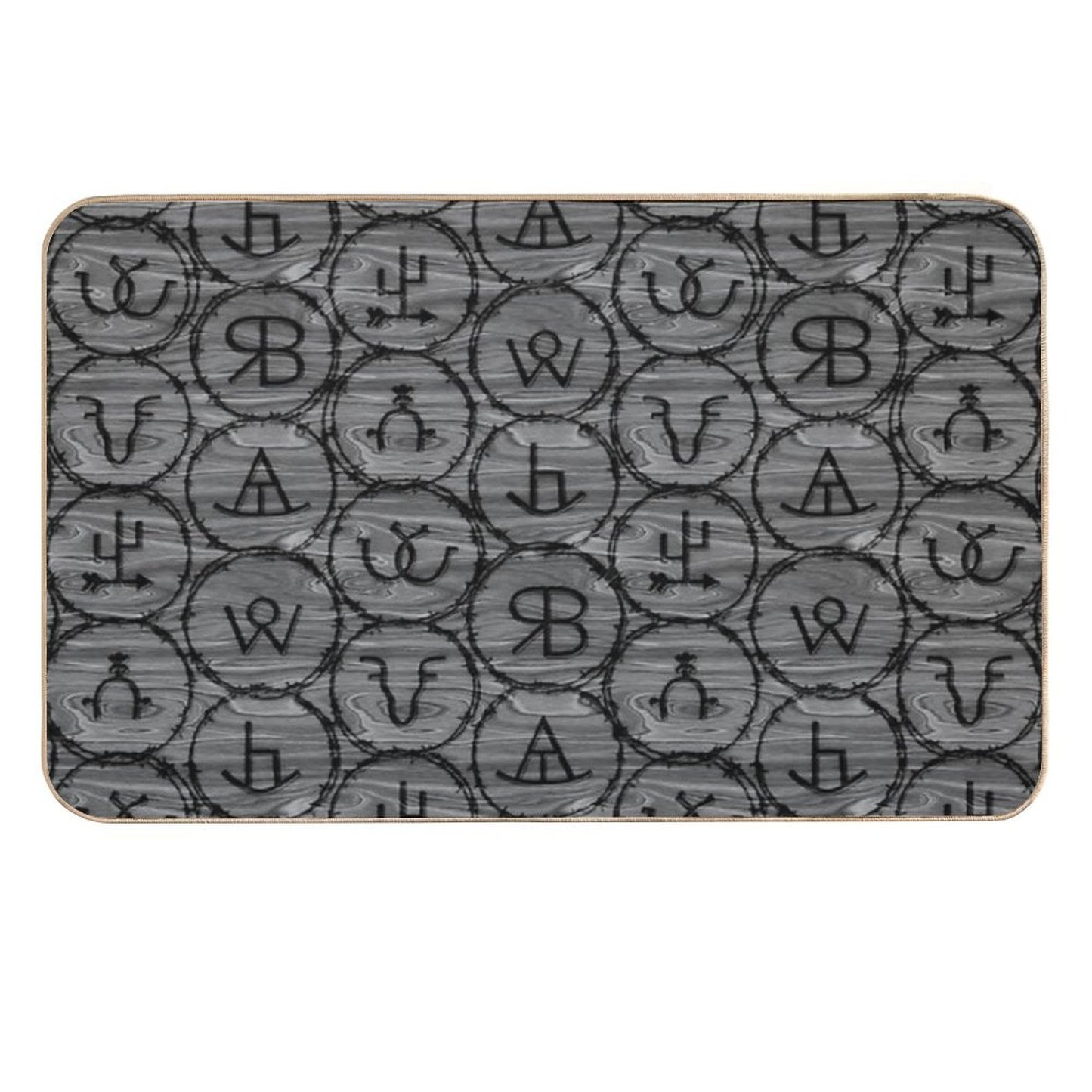 Black Cattle Brands on Wood Grain  Multi-Purpose Bath Mat