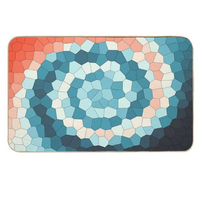 Red, Cream, Green, Blue Swirly Stained Glass Abstract Art  Versatile Bath Mat
