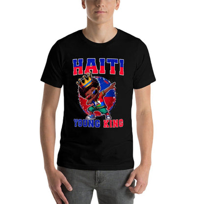 Haiti Young King Haiti Flag Melanin for Black Boys Kids  Eco-friendly Material T-Shirt