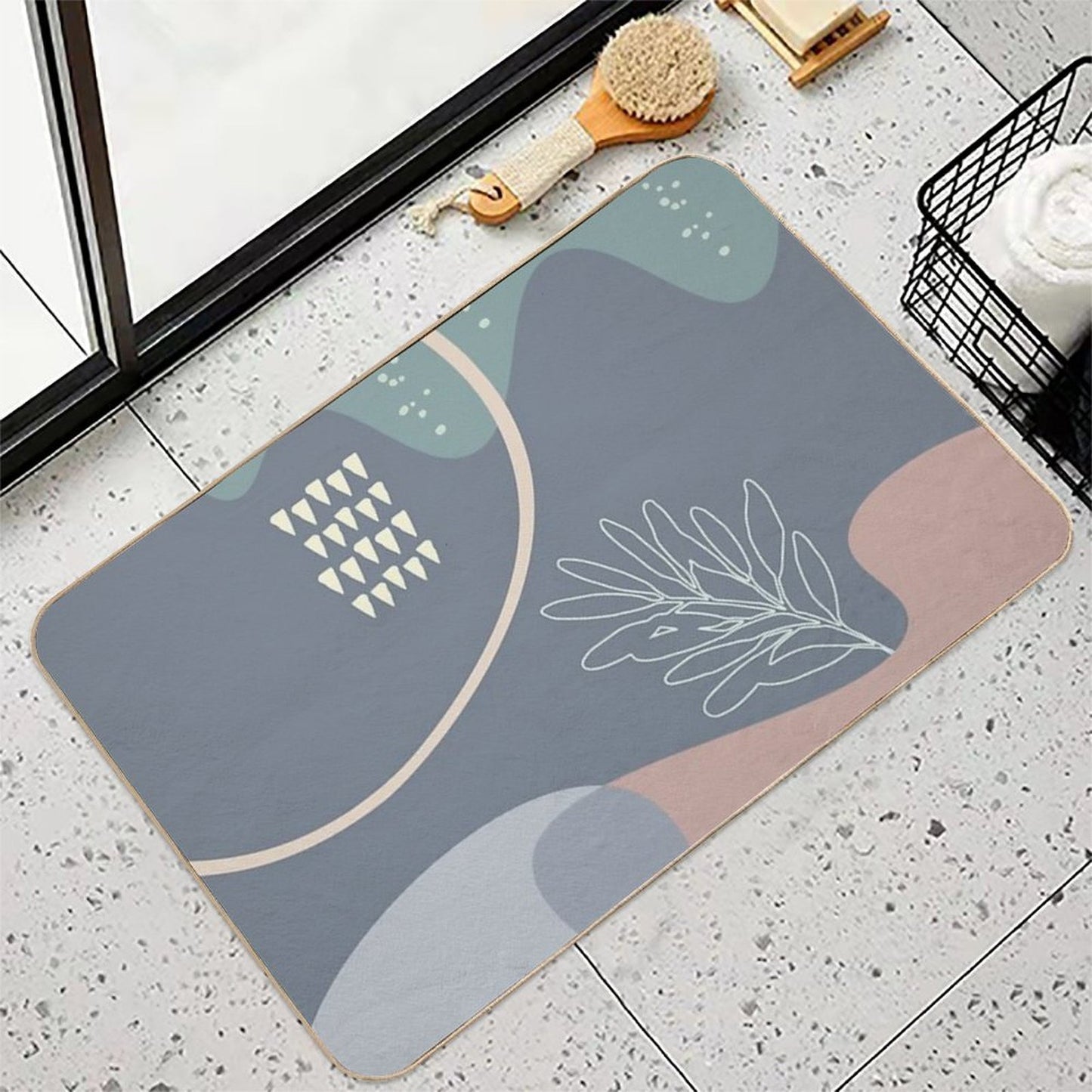 Luonto, Abstract Organic Shapes Art in Earth Tone Color  Absorbent Bath Mat