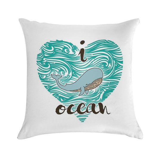 I Love Ocean (happy Whale) Ocean Soft Style Accent Throw Pillow