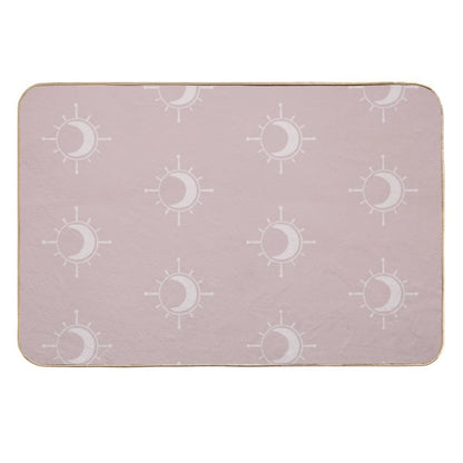 Cosmic Sun And Moon Design Soft Aesthetic In Muted Colors Gray Pink  Repositionable Bath Mat