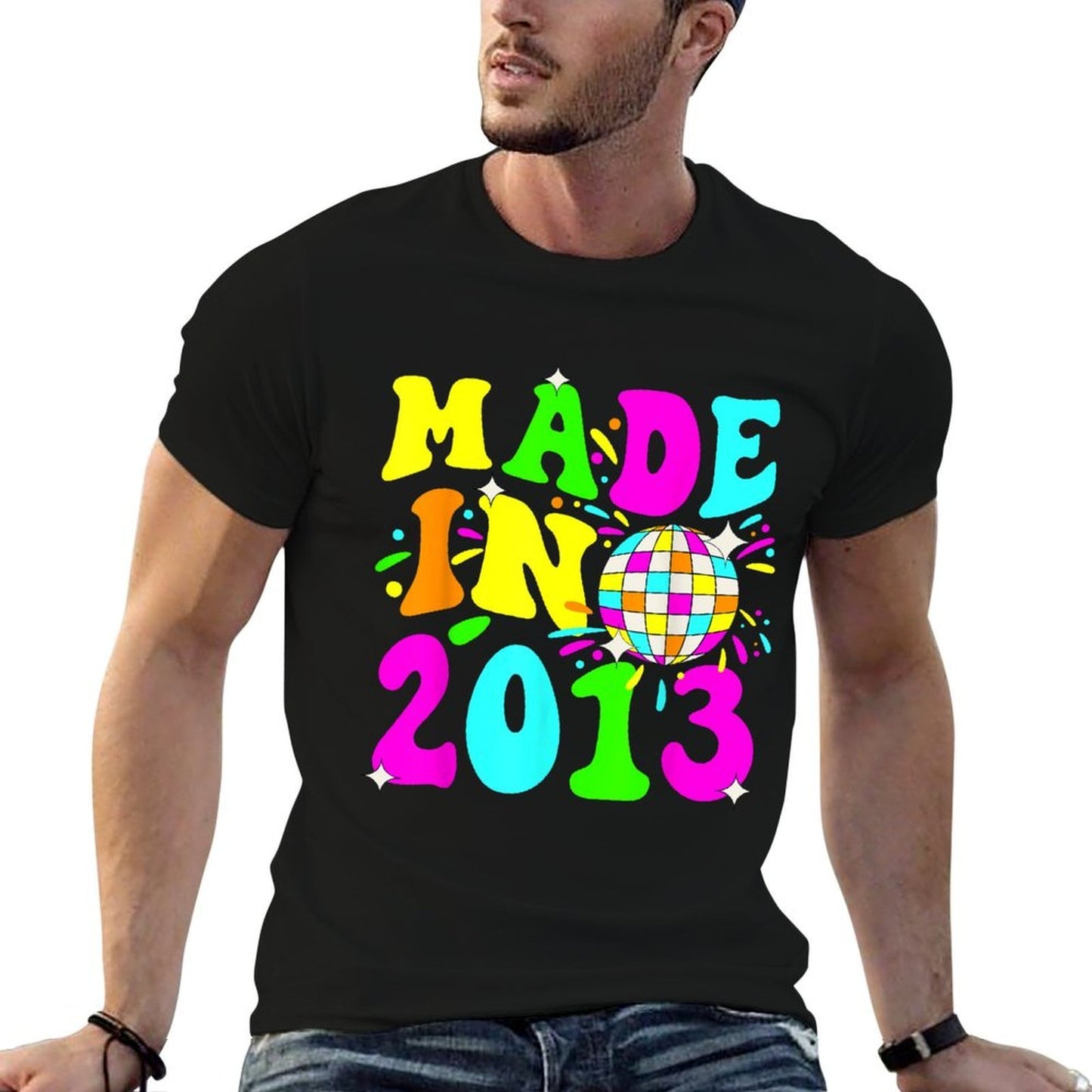 Groovy Made In 2013 Glowing 12 12th Birthday Party Matching  Easy-care T-Shirt