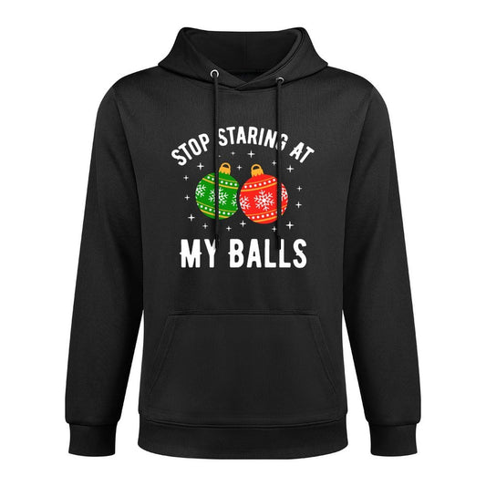 Stop Staring At My Balls Funny Dirty Christmas Adult Humor Unisex Design Hoodie