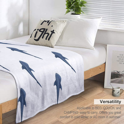A Blue Whale Shark Swimming Easy Care Throw Blanket