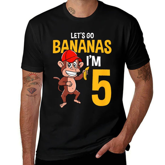 Kids Lets Go Bananas 5th Birthday Monkey 5 Year Old Boy Girl  Vintage-inspired T-Shirt