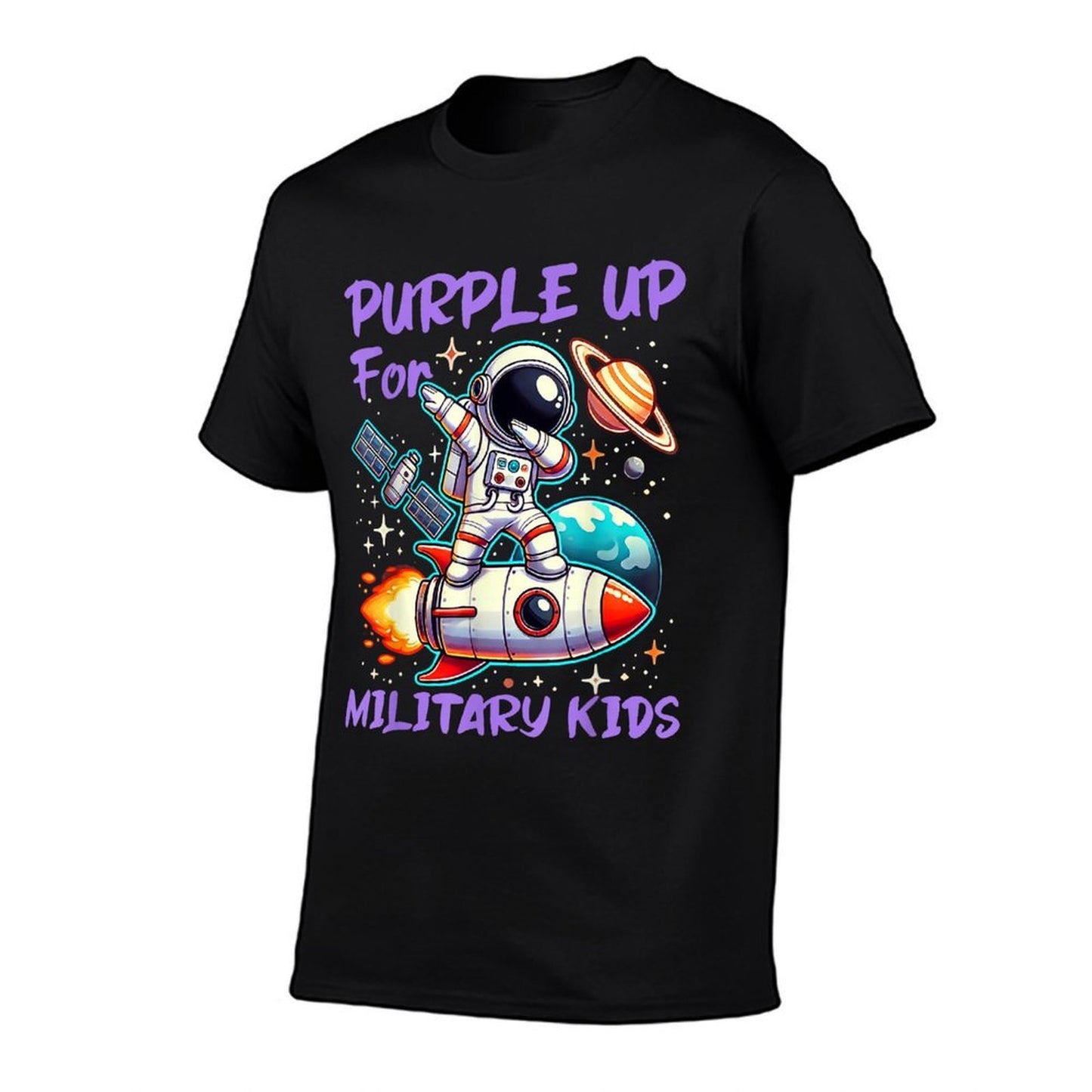 Purple Up for Military Kids Military Child Month Astronaut  Versatile T-Shirt