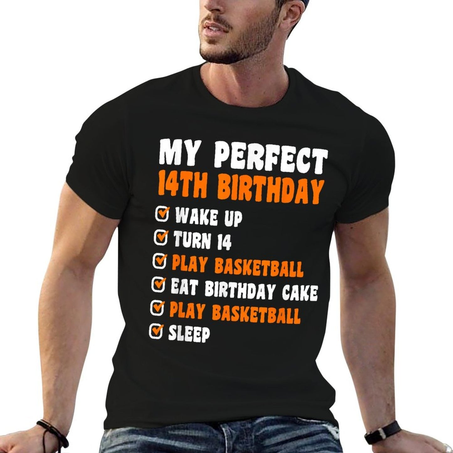 14 Years Old Perfect 14th Birthday Basketball 14th Birthday  Relaxed-fit T-Shirt