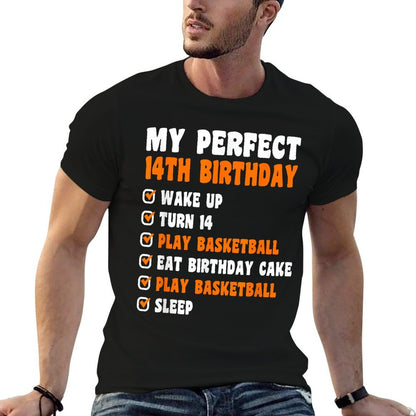 14 Years Old Perfect 14th Birthday Basketball 14th Birthday  Relaxed-fit T-Shirt